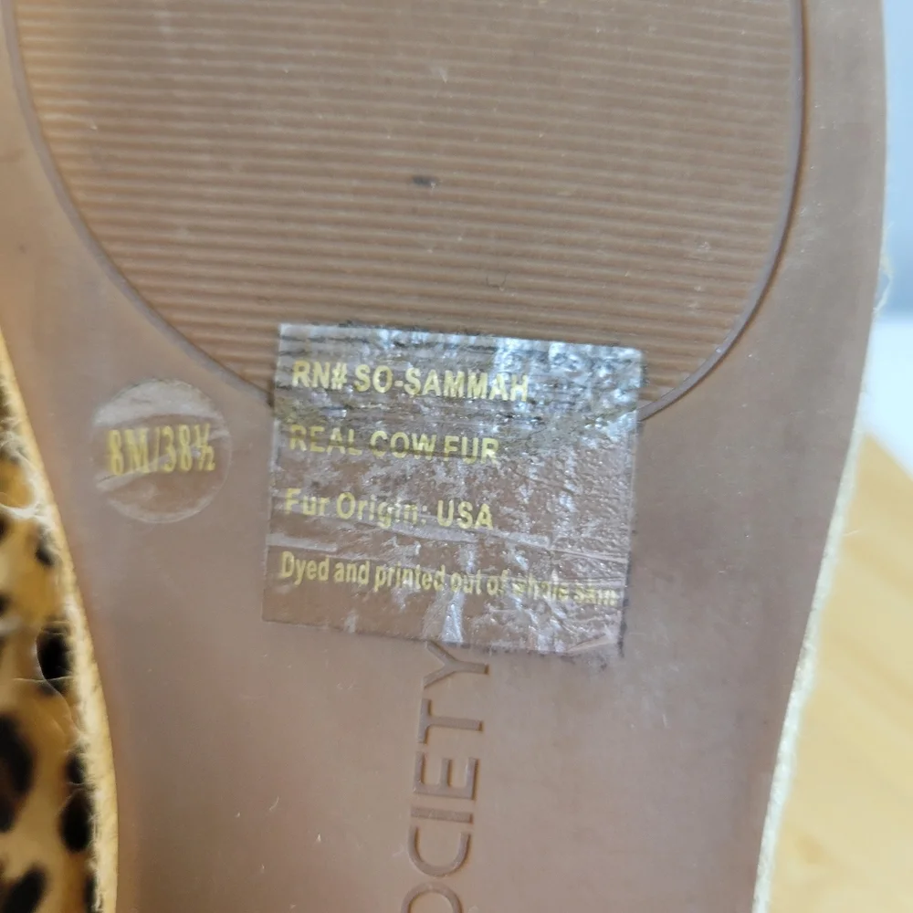 SOLE SOCIETY Sammah leopard cow hair espadrille slip on loafer